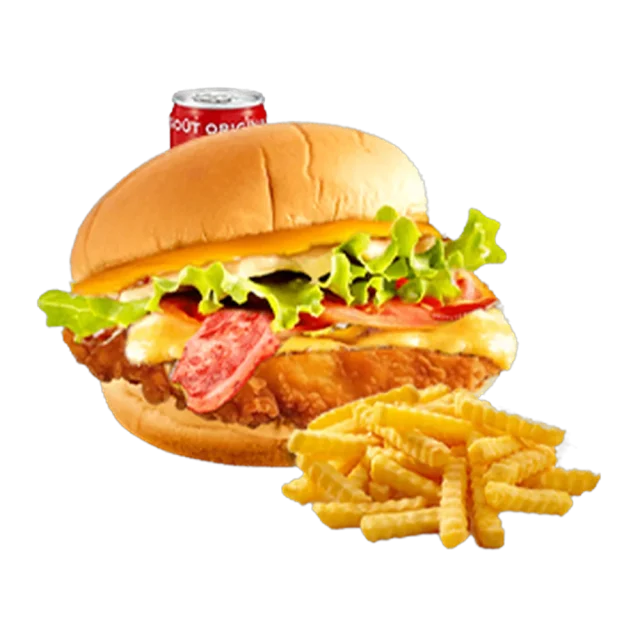 Menu Smash Chicken Bacon, burger halal préparé à la commande chez Steakn’Smash à Palaiseau